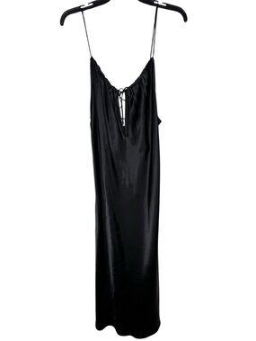 Secret Treasures Satin Black Slip Dress Spaghetti Straps Sz XL Grunge, Classy